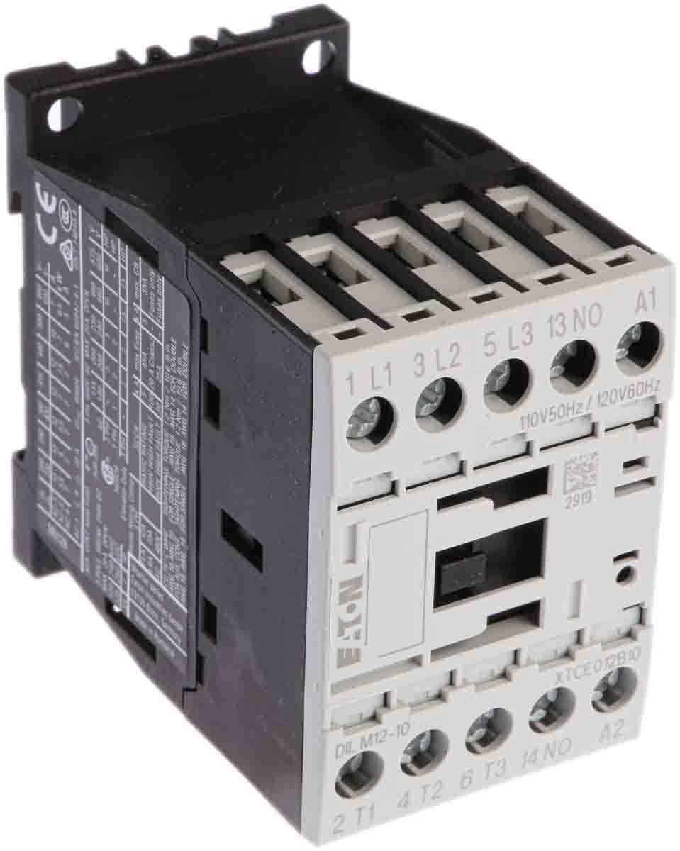 Eaton XTCE012B10A XT-IEC Contactor and Starter, 45mm, 12A AC-3 Current Rating, 3 Max HP at 230VAC, 7-1/2 Max HP at 460VAC, 10 Max HP at 575VAC, 120VAC Coil Voltage