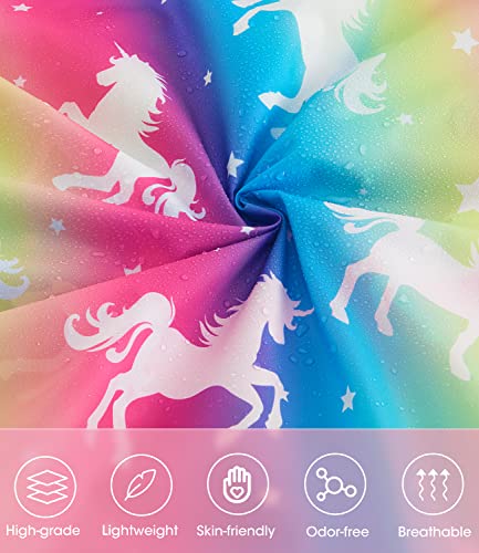 Wawsam Lightweight Girls Rain Poncho Waterproof Toddler Raincoat Reusable Kids Rainwear Portable Unicorn Rain Slicker Outwear With Pouch Youth Rainbow Rain Jacket With Hood For School Travel Camping #TOP4