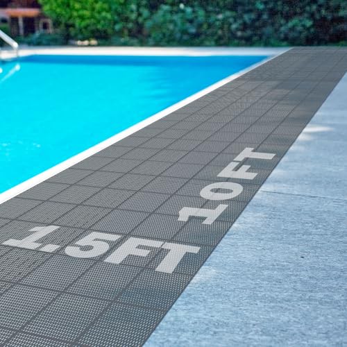 Tondiamo Pool Mat Non Slip Drainage Mats Swimming Pool Floor Deck Mats Rugs PVC Splash Mesh Hollow Doormat Roll for Outdoor Indoor Patio Restaurant Garage Kitchen Bathroom Safety(1.5 x 10 ft,Grey)