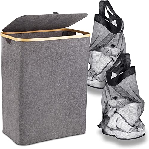 Vitapur Panier à linge avec couvercle - 2 sacs à linge amovibles - Panier à linge imperméable - Panier à linge - Panier à linge - Grand panier à linge pliable - 120 l Cover