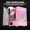 Vetroo M01 Compact Micro ATX Mini ATX Gaming Pc Case, Front 200mm Rainbow Fan Pre-Installed, Door Opening Tempered Glass Side Panel, Mini Tower Pink Mesh Computer Case