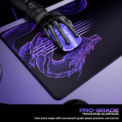 Image of daWg KeyMat R1 Esports Gaming Mouse Pad, 800 x 300 mm, 4mm Thickness Extended Desk Mat, Anti-Fray Stitching, Anti-Skid Rubber Base, Pro-Grade Tracking Surface, High-Velocity Glide (Dragon)