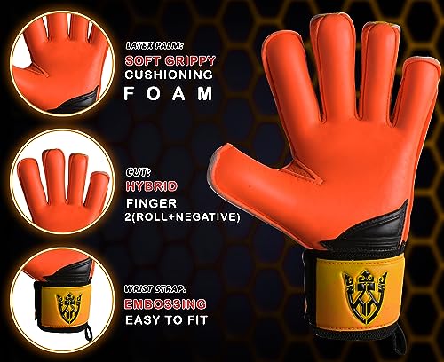 Keeperking Unisex Goalkeeper Football Gloves for Adults, Children, Teenagers with and without Finger Protection, Removable Fingersave, 4 mm (6, Orange) - Image 5