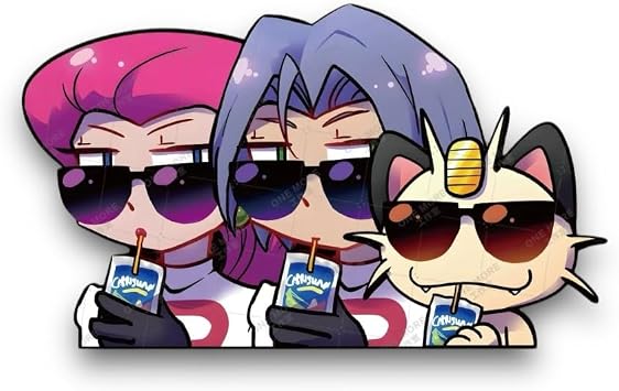 Team Rocket Car Sticker Jessie and James Car Decal Anime car Sticker Funny Decor Anime Vinyl Stickers for Cars JDM Stickers Otaku Merch Figure Team
