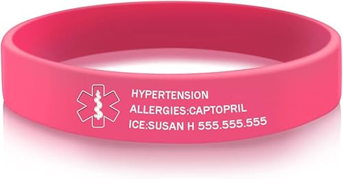 Miniatura 10 de BAUMA AUTO Pulseras de identificación de alerta médica, grabado personalizado, pulseras de emergencia impermeables, pulseras de silicona de varios