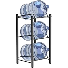 Mocomax 5 Gallon Water Jug Holder, Detachable 3 Tier Water Bottle Holder, Heavy Duty Water Jug Rack with 3 Slots, Water Bottle Storage for Home, Office, Garage, Black