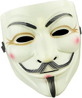 Anonymous Mask, Guy Fawkes Mask International Hacker Group, Yellow Eyeliner