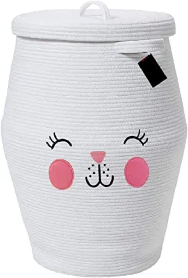 Gleckn Storage Organizer Foldable Wardrobe Cotton Mini Rope Laundry Basket With Lid Cloth Storage Box Baby Bucket Hamper New Born For Kitchen,Office Set,Room (Design 1), White (B0BCC575DL) Amazon Price History, Amazon Price Tracker