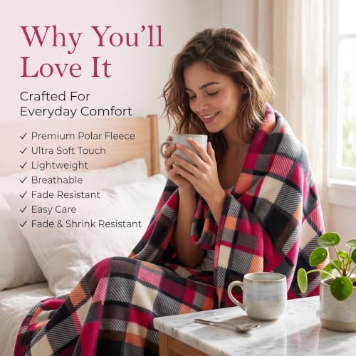Image of VAS COLLECTIONS 220 GSM Ultra Soft Flannel Blanket Set of 2 for Single Bed, Premium Fleece Winter Blanket, Skin Friendly, Breathable, Durable, Easy Care, 60 x 90 Inches - Hot Pink & Seafoam