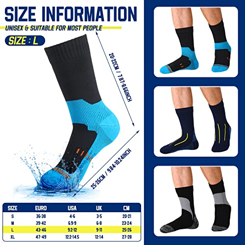 Janmercy 3 Pairs Waterproof Socks For Men Unisex Breathable Knit Socks For Men Women Socks For Hiking Wading Trail Running Skiing 3 Colors, Men 6 To 8, Women 7 To 9 (Large) #TOP2