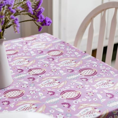 Image of THE YARD HOUSE Wipeable & Anti-Slip Cotton Table Cover for Family Dining, Party. Protects Against Spills, Scratches, Damages (Rosewater & Chestnut, 60 x 90 inch (Rectangle))