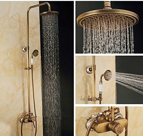 Pommeau de douche rond sculpté 20,3 cm Gowe doté d'un mitigeur mural haute précision