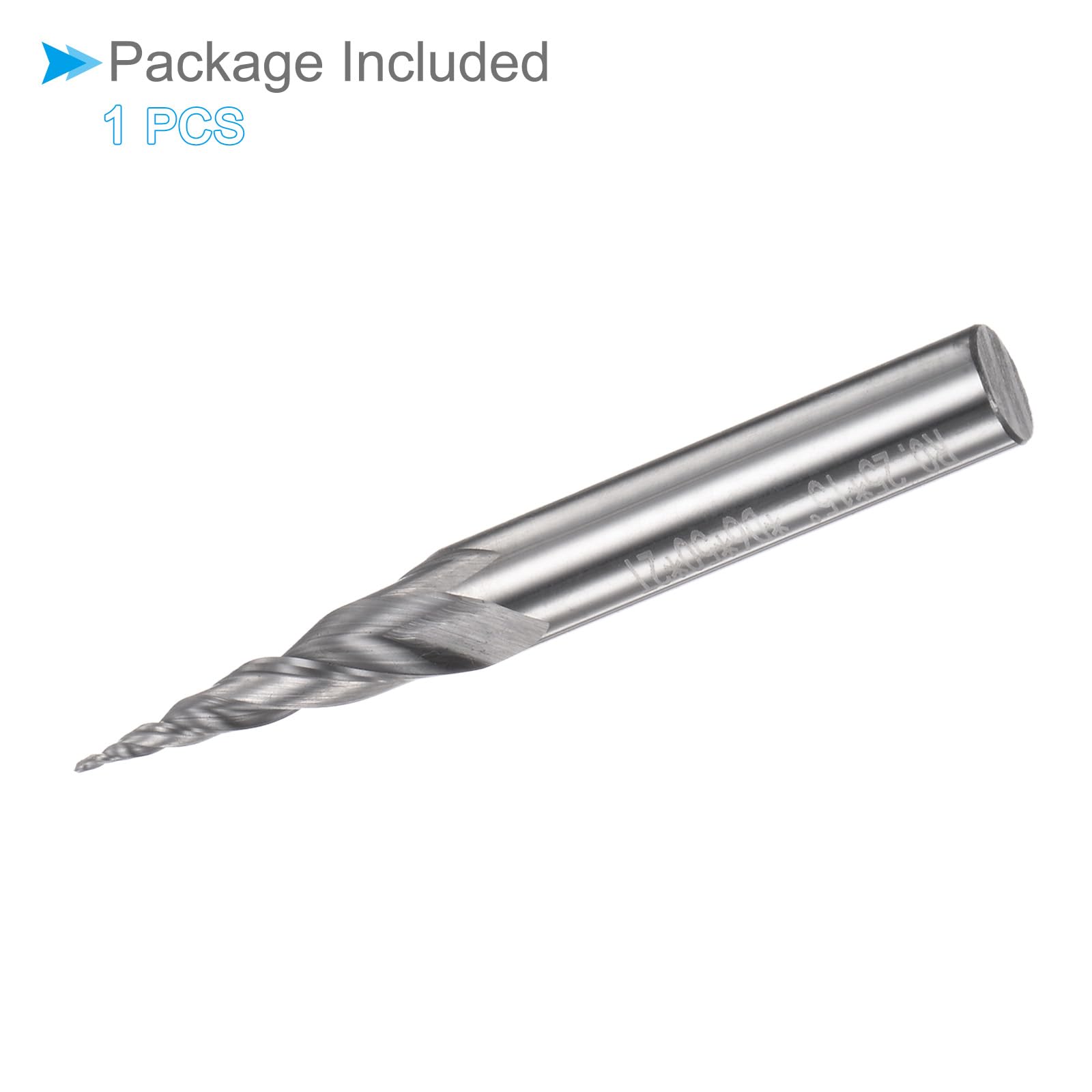 Fraise à Bout Sphérique Conique, Rayon de 0,25 mm, Queue de 6 mm, Angle de 15 Degrés, Carbure Micro-Grain 2 Flûtes, Fraiseuse CNC - (Applications : Acier Inoxydable, Aluminium)