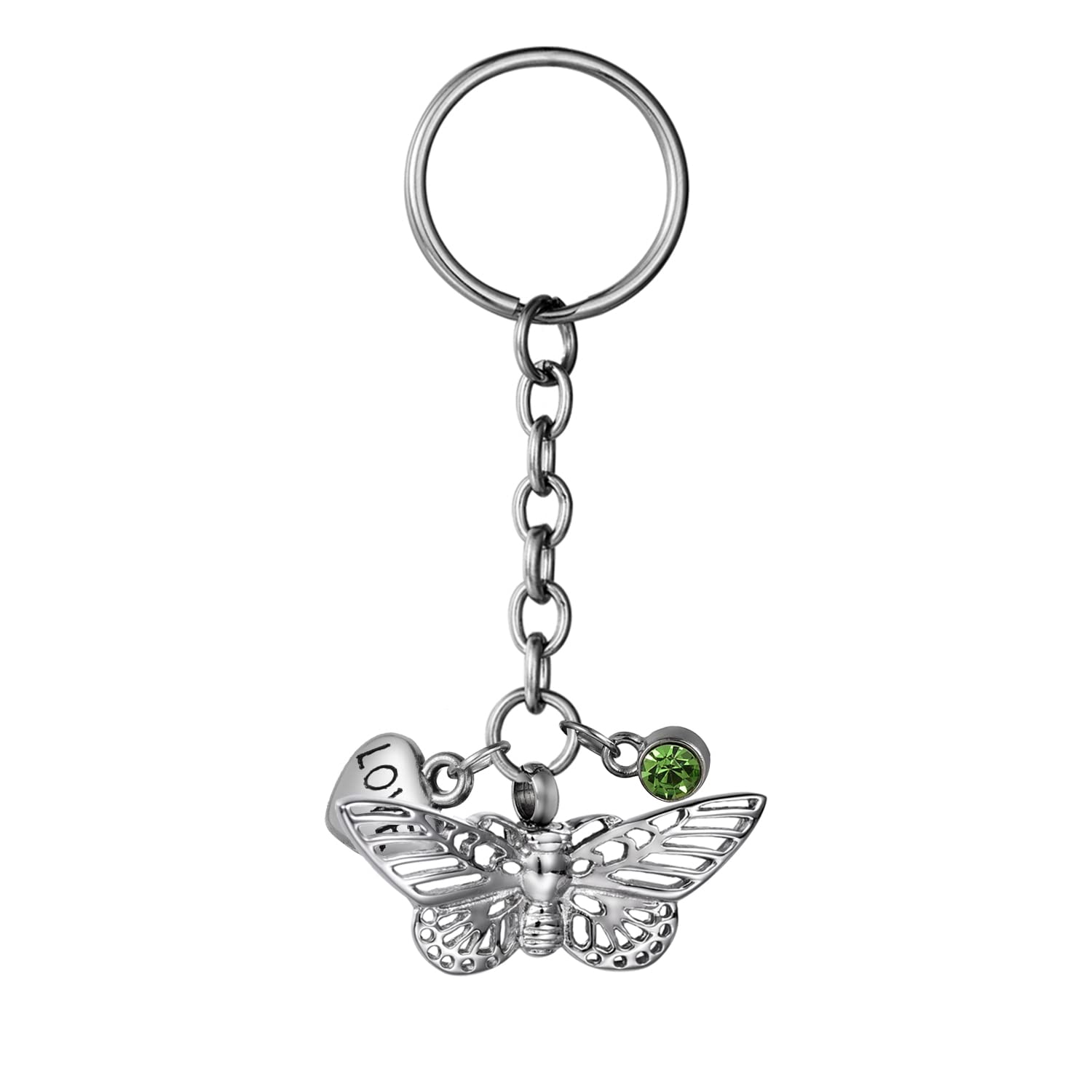 COCO Park Butterfly Cremation Keychain Stainless Steel Urn Pendant for Ashes Memorial Keepsake Jewelry Customized