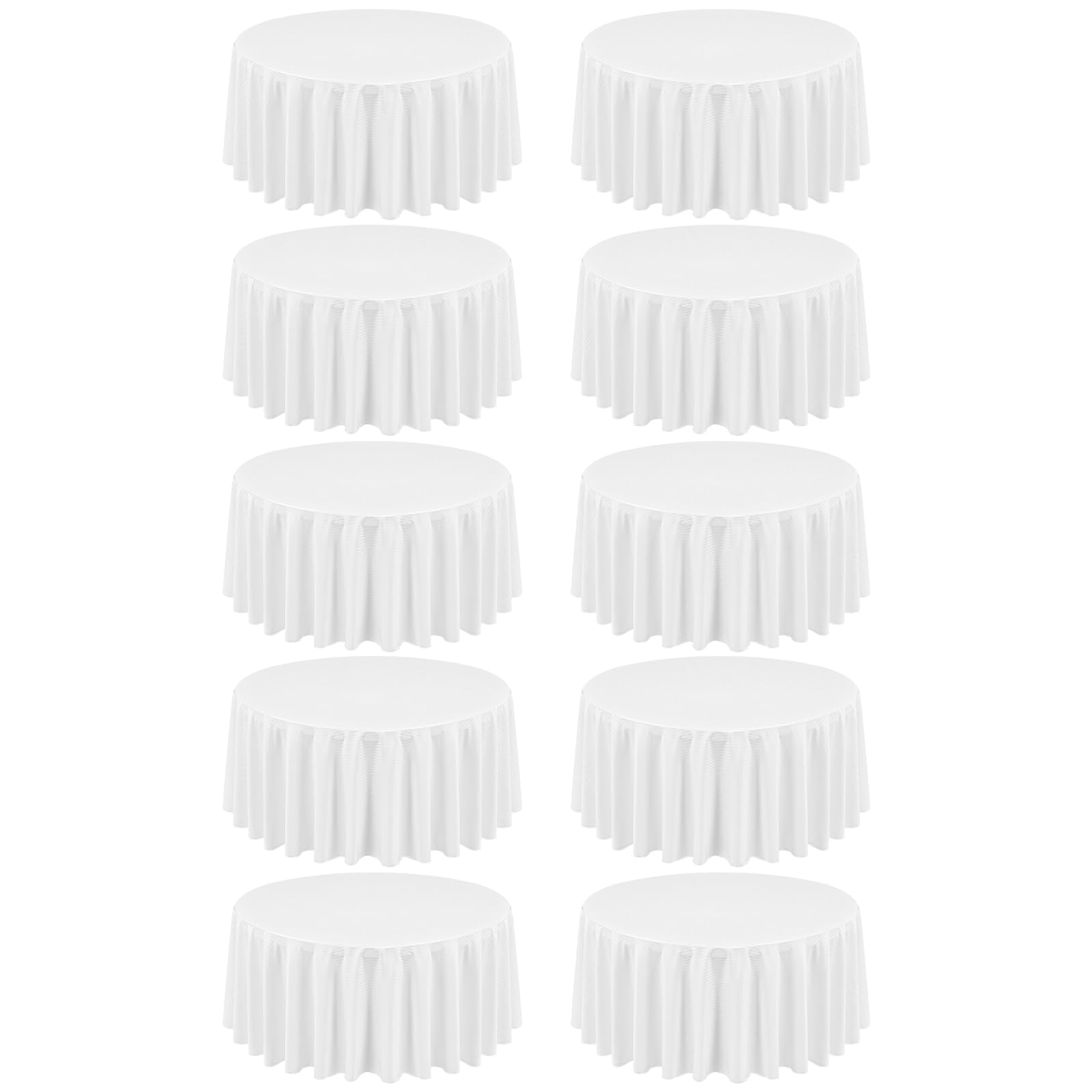 Lumaycens 10 Pack White Stripes Round Tablecloths,90 Inch Round Table Cloth Washable and Reusable Stain and Wrinkle Resistant Polyester Fabric for Wedding Party Banquet Camping Restaurant Decoration — image 1