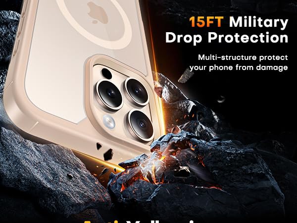 Image of TAURI for iPhone 16 Pro Case, Compatible with MagSafe, Rose Gold | with Screen Protector, Not-Yellowing Military-Grade Protection, Shockproof Slim Magnetic Case for iPhone 16 Pro