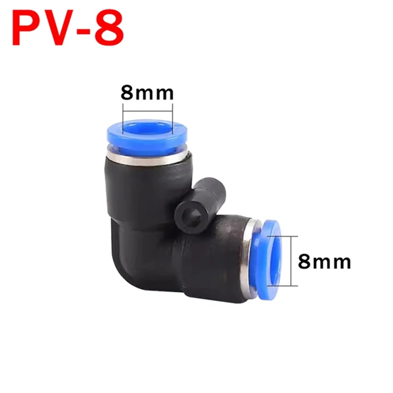 Lot de 20 raccords pneumatiques à raccord rapide PV coudé à 90 degrés en plastique 4 mm, 6 mm, 8 mm, 10 mm, connecteur d'eau à pousser 2 voies (PV-8 500 pièces)
