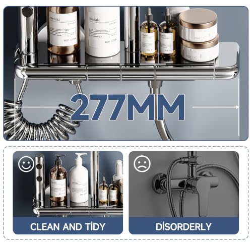 Colonne douche chromée avec tête pluie 30x20 et bec caché