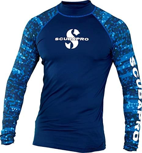 Scubapro UPF 50 Rash Guard Long-Sleeve Men’s Diving Shirt (Large, Blue)
