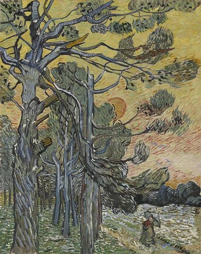 Pins au coucher du soleil de Vincent Gogh Van toile murale abstraite affiche salon 60x90
