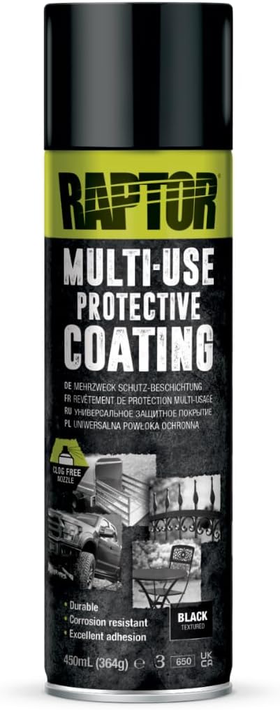 1K Spray Can Black Upol Raptor Coating 450 ml Paint