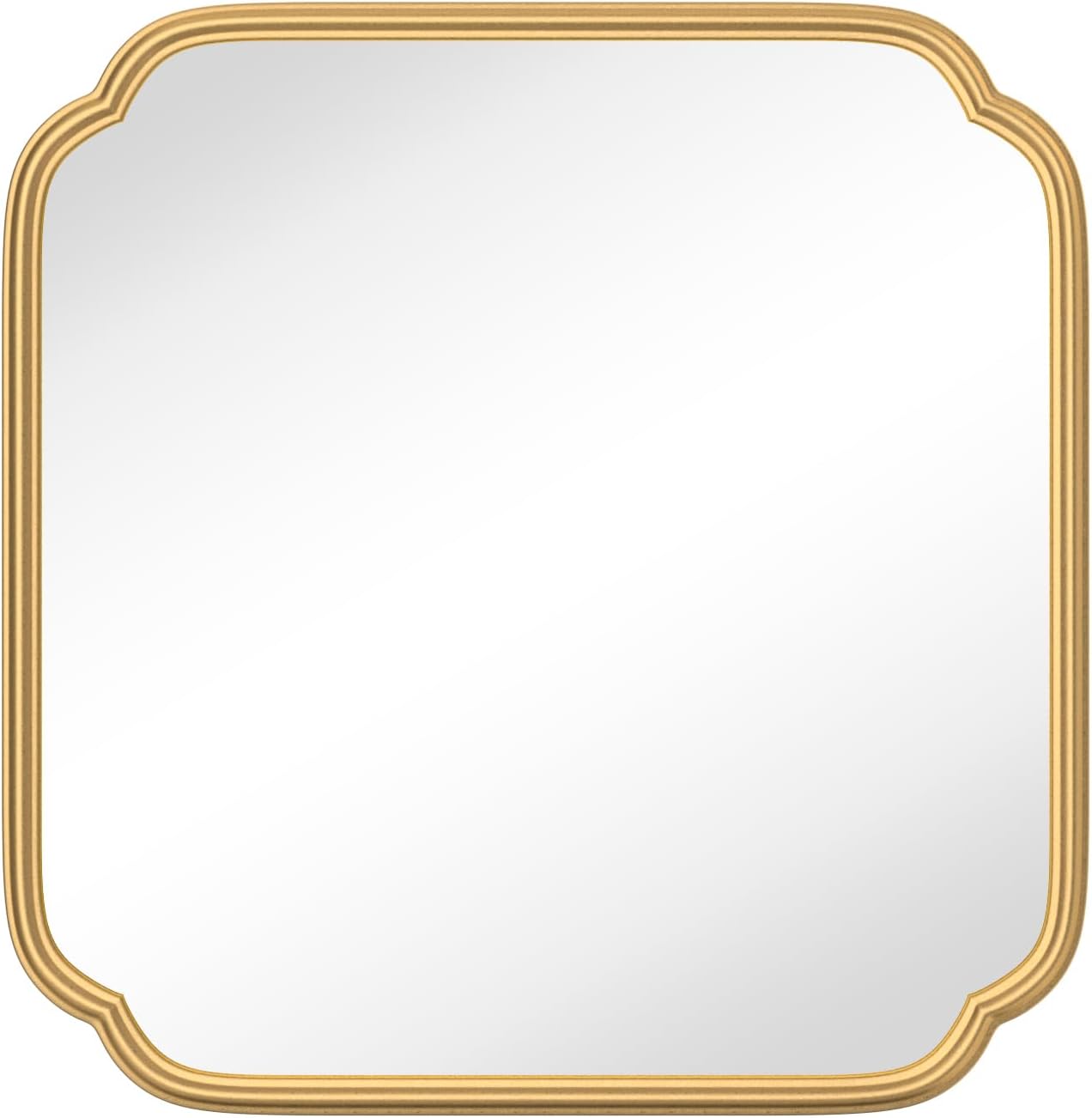 Gold Bathroom Mirror for Wall 24 x 24 Modern Rounded Corner Square Mirror with Non-Rusting Iron Metal Framed Bathroom Vanity Mirror for Over Sink Wall Decor Horizontal/Vertical
