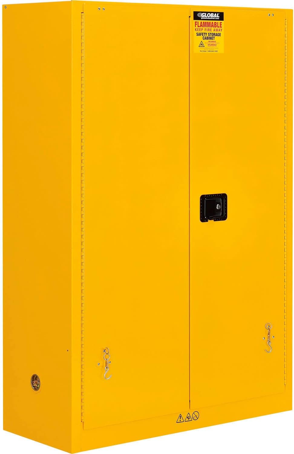 Global Industrial Flammable Cabinet, Self Close Double Door, 45 Gallon, 43" Wx18 Dx65 H
