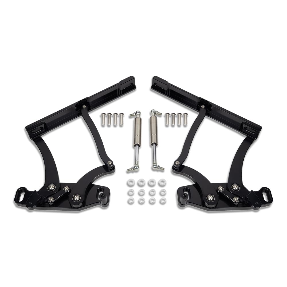 Aflle Racing Black Aluminum Hood Hinges W/Gas Struts Fit Chevy Camaro Pontiac Firebird 1967 1968 1969