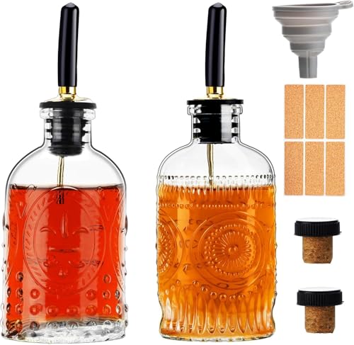 gegewawa Glass Coffee Syrup Dispenser Bottles Set 2 Pack 7 OZ, Simple Syrup Bottles with Metal Pour...