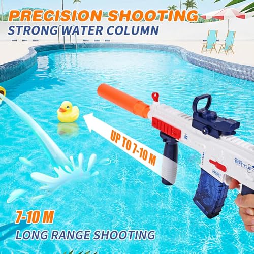Image of Storio Rechargeable Electric Automatic Water Blaster Spray Gun for Adults Children with Double Water Tank, Spray Gun, Large Range 7-10 M, Summer Beach Outdoor Swimming Pool Party