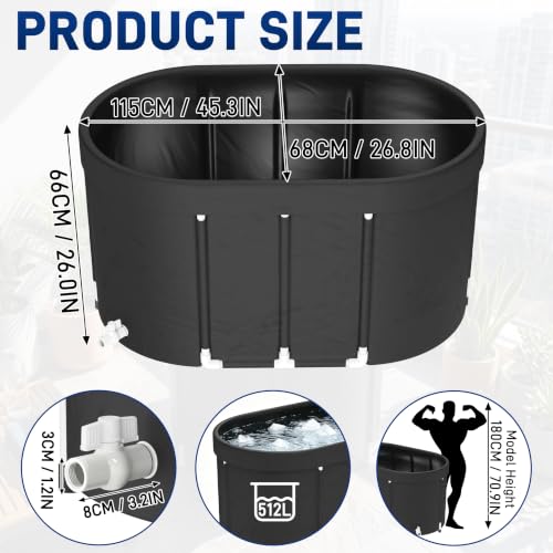Cubo de hielo plegable 512L bañera independiente portátil aislada 3