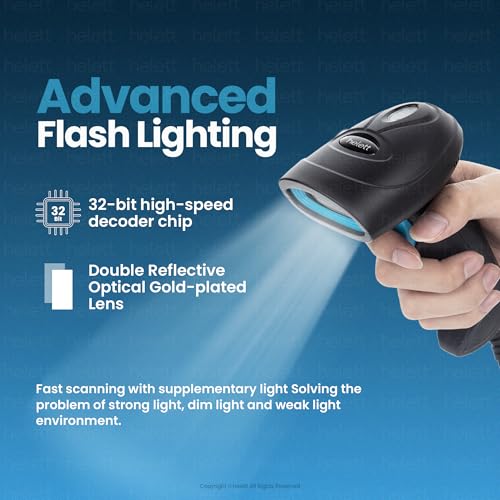 Image of Helett HT410 Lite Barcode Scanner Wired USB Handheld 1D Laser Scanner | Plug & Play | Fast Scanning | Retail POS, Warehouse, Billing | Windows Mac Linux | 1 Year Warranty (Black)