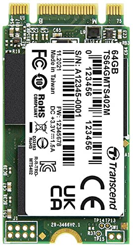 Image of Transcend MTS402M 64GB Internal M.2 SATA SSD 2242 SATA III Industrial TS64GMTS402M