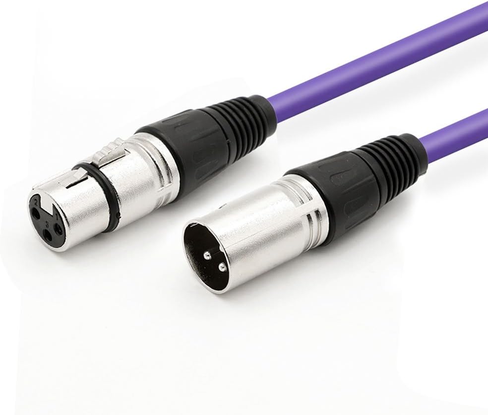DREMAKE 100 Foot Speaker Snake Cord XLR 3Pin Male to Female Microphones Cord for Live Sound & Stage, DJ, Pro, Karaoke - Purple