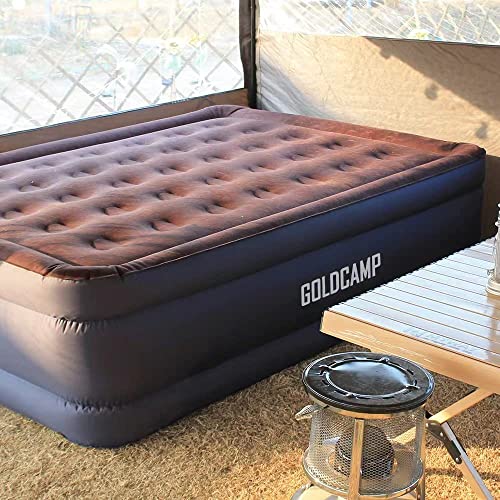 GoldCamp Air Mattress with Built in Pump, Airbed with Electric Inflatable Pump,Built Durable Top Surface Air Mattress with Built in Pump Internal High Capacity Pump,for Camping