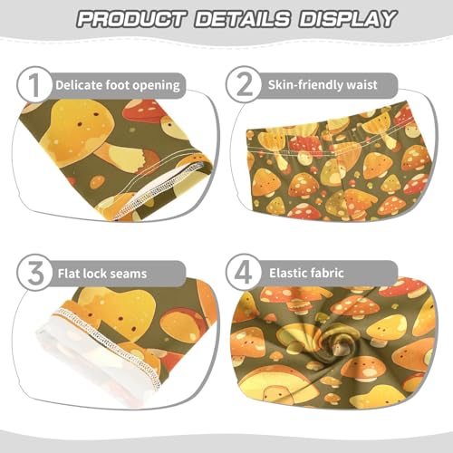 KLL Safari Mushroom Pattern Design Girls Active Leggings Casual Full Length Leg Yoga Pants Sports3