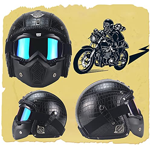 KILCVEM Casco Moto - Casco Jet in Pelle PU