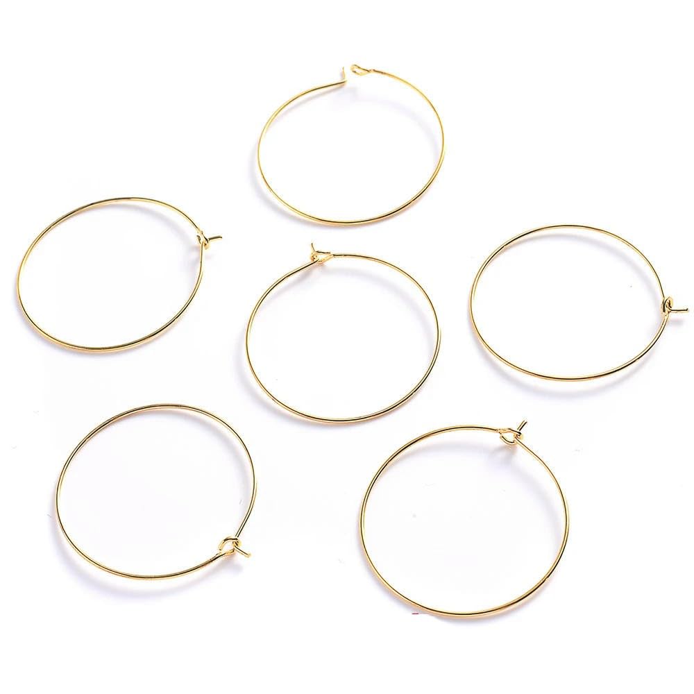 50pcs Stainless Steel Earrings Big Circle Gold Silver Plated Hoops Ear Wire Hoops for DIY Jewelry Findings Making 20 25 30 35mm