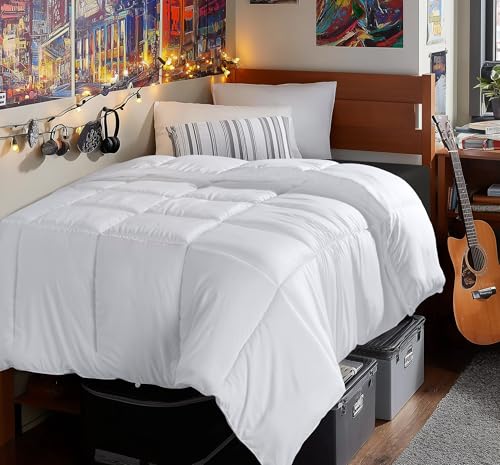 Utopia Bedding Comforter Duvet Insert, Quilted Comforter with Corner Tabs, Box Stitched Down Alternative Comforters Twin XL Size (White)