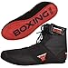FISTRAGE Leather Kick Boxing Shoes Fighting Sports Master Training Mesh Unisex Pro Men's and Youth Genuine Boot Light Weight | Black Color Boxing Shoes for Adults (Black Low-Top, 42)