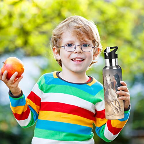 Horse Water Bottle Kids Thermos Bottle With Straw Lid Horses Insulated Stainless Steel Water Flask For Sports Gym Outdoor 20 Oz #TOP1