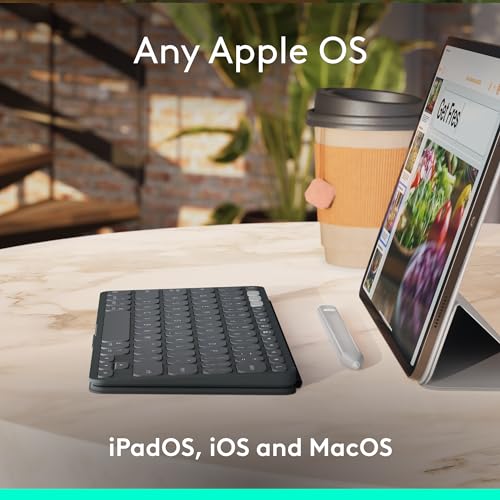 Image of Logitech Keys-to-GO 2 Portable Wireless iPad Keyboard with Built-in Cover, Slim and Compact Bluetooth Keyboard for iPad, iPhone, Mac, and Apple TV, Easily Switch with Devices - Graphite