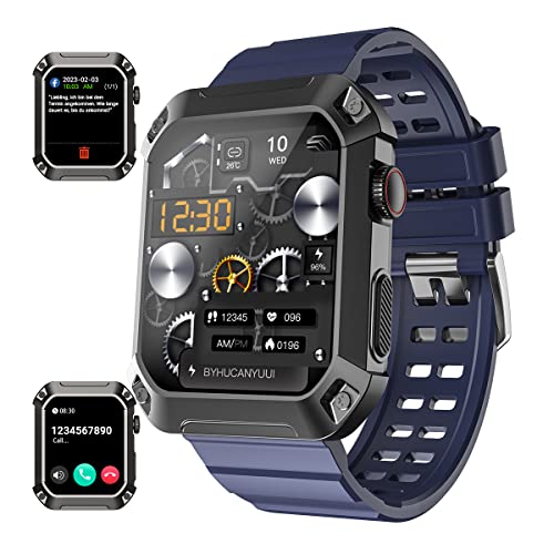 Rogbid Military Smart Watches for Men (Dial/Answer Call) Bluetooth Call IP69k Waterproof Rugged Outdoor Sports Smart Watch iPhone Compatible Big Screen Fitness Tracker Smartwatch with Blood Pressure