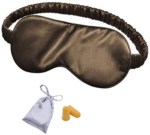 OLESILK Sleep Mask Eye Mask & Blindfold 100% 19 Momme Mulberry Silk with Elastic Strap and Silk Filling for Full Night's Sleep, Travel and Nap with Free Luxury Bag and Ear Plugs(Chocolate)