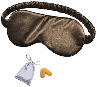 OLESILK Sleep Mask Eye Mask & Blindfold 100% 19 Momme Mulberry Silk with Elastic Strap and Silk Filling for Full Night's Sleep, Travel and Nap with Free Luxury Bag and Ear Plugs(Chocolate)