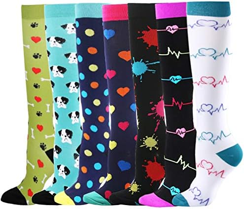 YOLIX Compression Socks Women & Men 1/3/7 Pairs - 20-30mmHg Compression Stockings Best for Running, Nurse, Travel