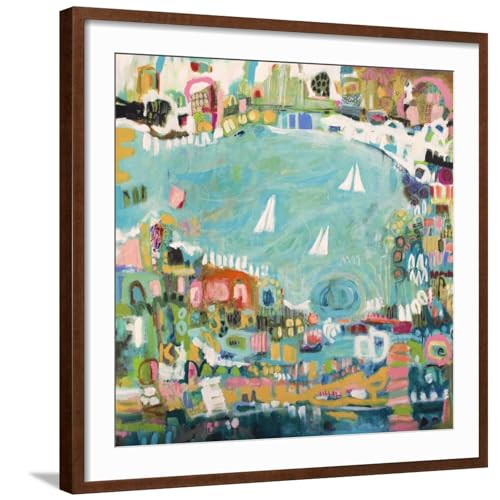 ART.COM Wall Art Print Abstract Marina IV on Brown Frame by Karen Fields, 29" x 29"