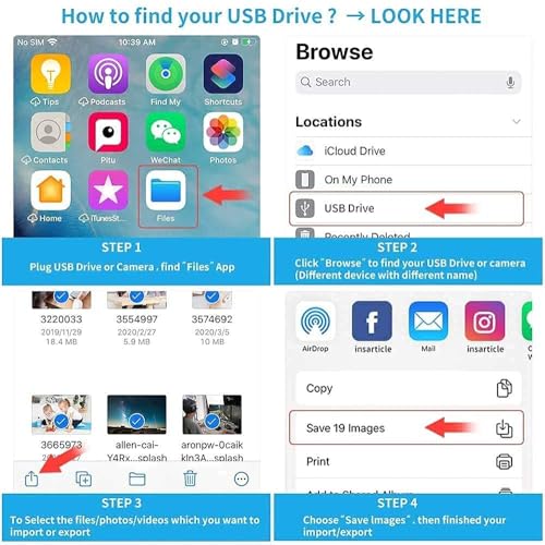 Image of New iPad iPhone, OTG Cable for USB Camera Adapter Compatible with iPhone 11 X Max 8 7 6 Plus iPad mini Air, Support USB Flash Drive, Keyboard, Mouse, Card Reader, Hub, iOS to 13 Plug & Play