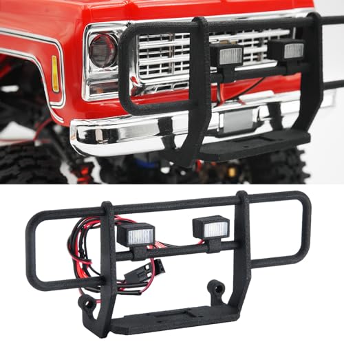 QUPA AM STORE RC Front Bumper Set with LED Lights Body Protection for 1/18 Scale TRX4M Upgrades K10 RC Crawler Car