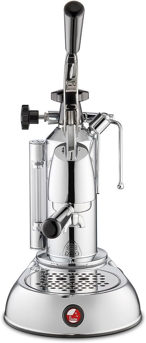 La Pavoni PSW-16 Stradivari Lever Espresso Machine -16-Cup Capacity - Chrome Finish with Elegant Wood Handles - 38-Ounce Solid Brass Boiler - Dual Frothing System & Piston Lever Design - Made in Italy